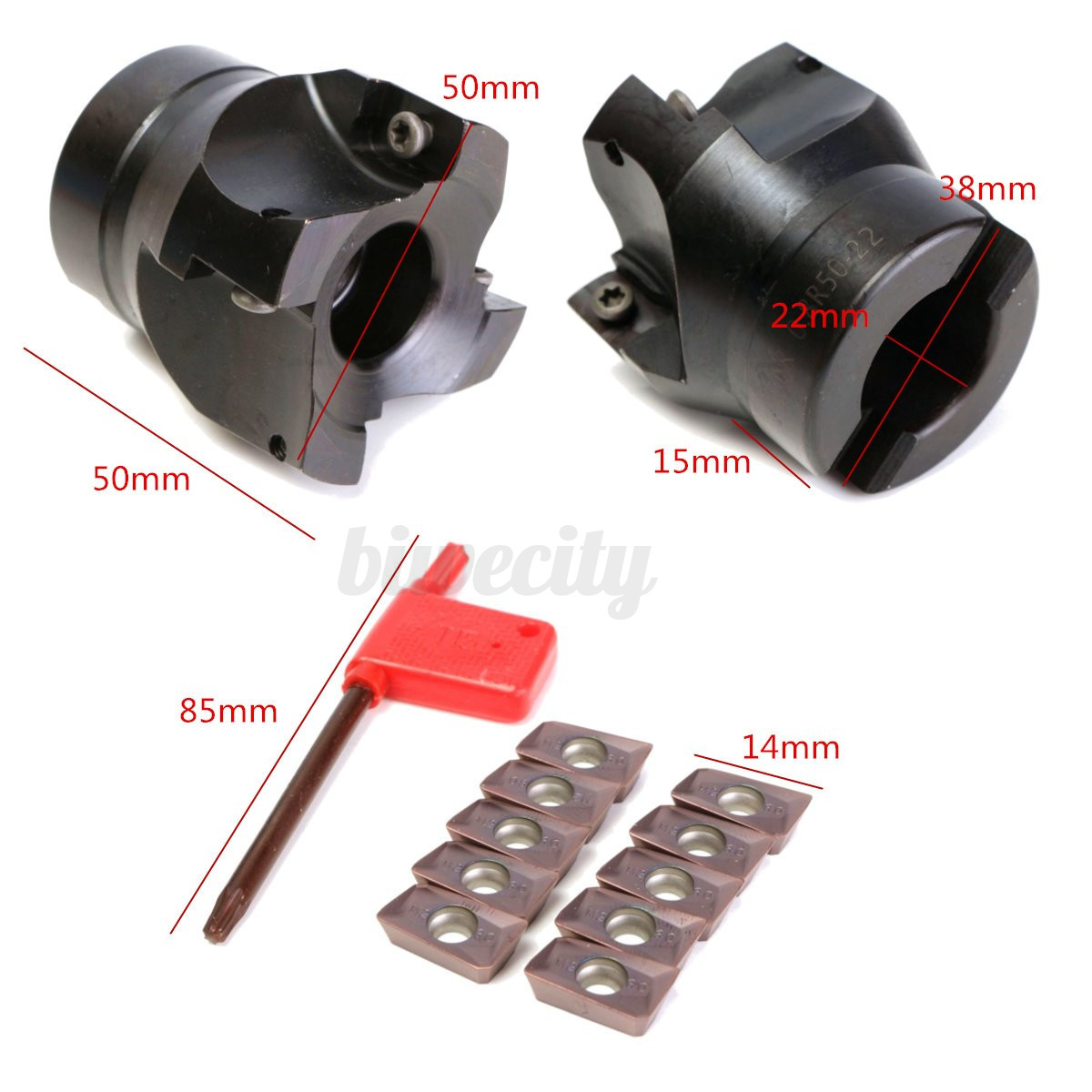 BAP400R-50-22-4F 50mm 2/" Indexable Face Mill Cutter R8 Arbor 10X APMT1604 Insert