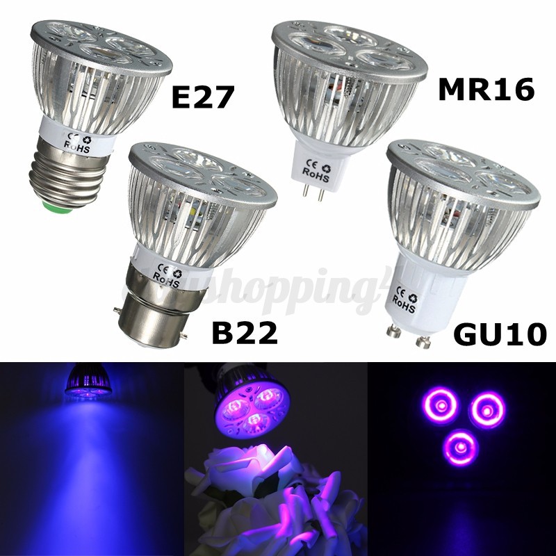 3w 3x1w E27 B22 Gu10 Mr16 Uv Ultraviolet Purple Light Led Bulb Lamp Image Is Loading 3w 3x1w E27 B22 Gu10 Mr16 Uv Ultraviolet