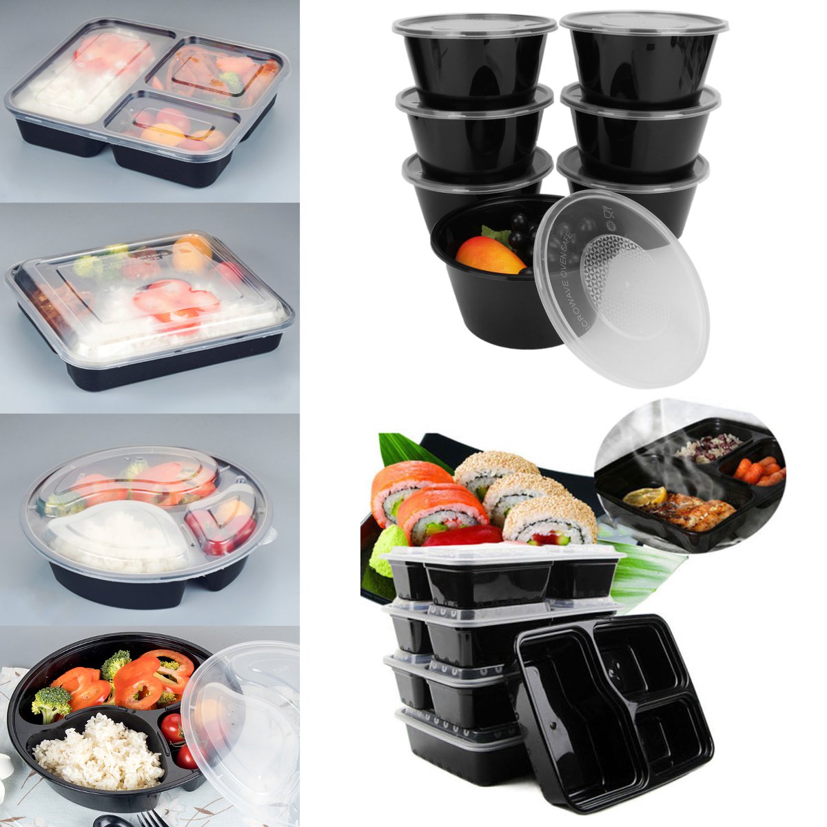 10//20//50 Set Meal Prep Container Plastic Food Storage Bento Lunch Box with