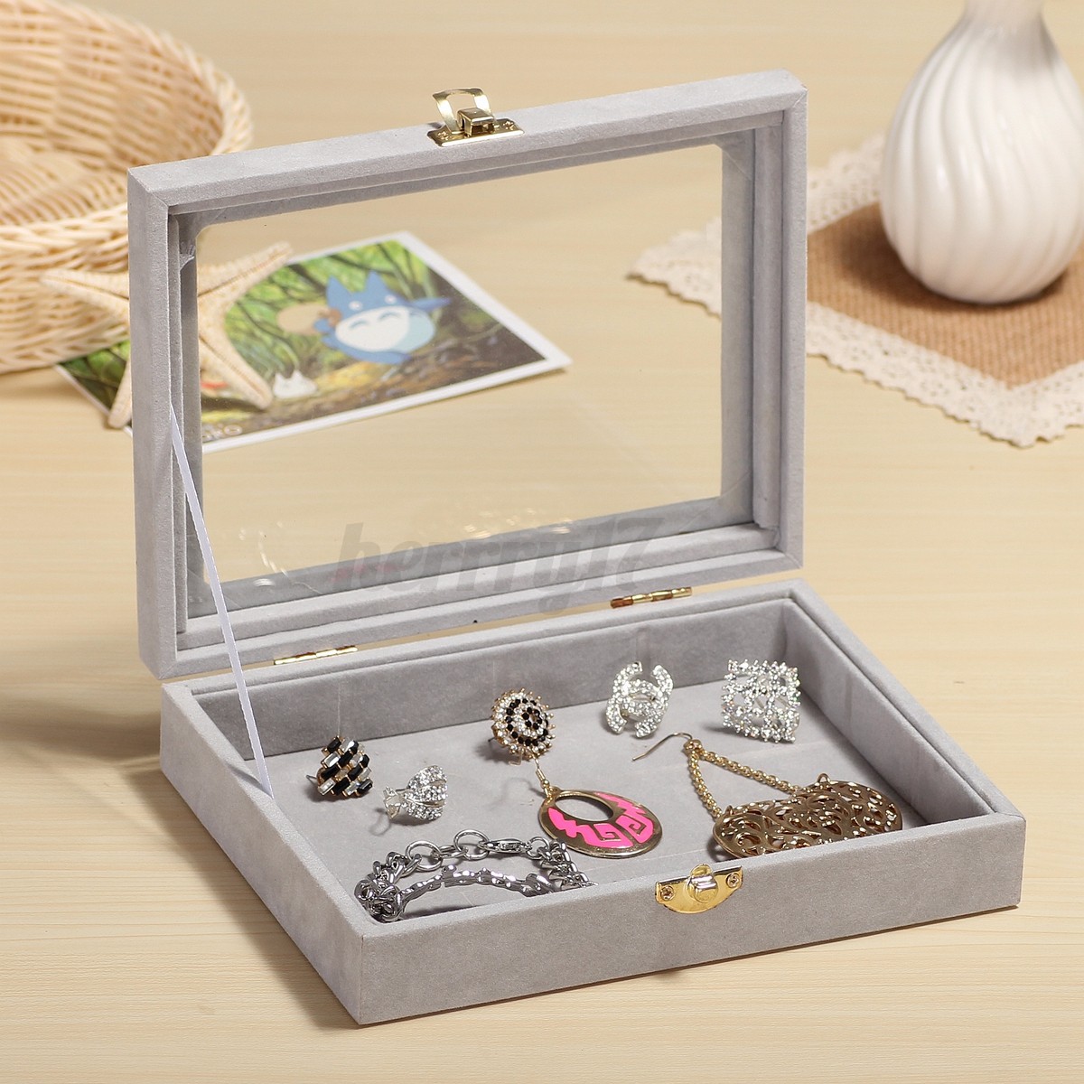 Uk Velvet Ring Display Jewelry Organizer Case Tray Earring Storage Uk Velvet Ring Display Jewelry Organizer Case Tray