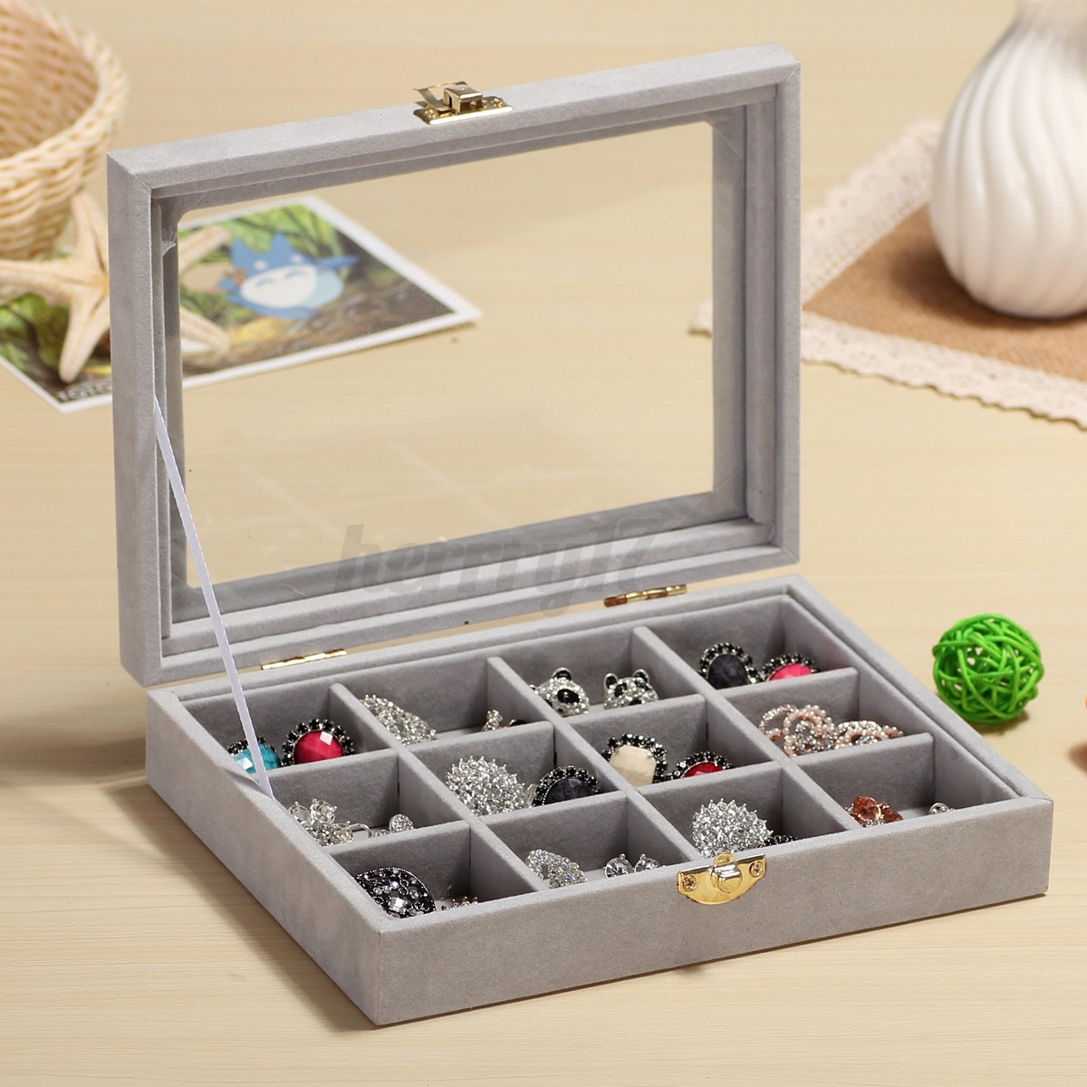 Uk Velvet Ring Display Jewelry Organizer Case Tray Earring Storage Uk Velvet Ring Display Jewelry Organizer Case Tray