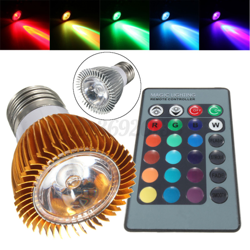 3W E27 RGB LED Glühbirne Lampe 16 Farbwechsel Spot Licht