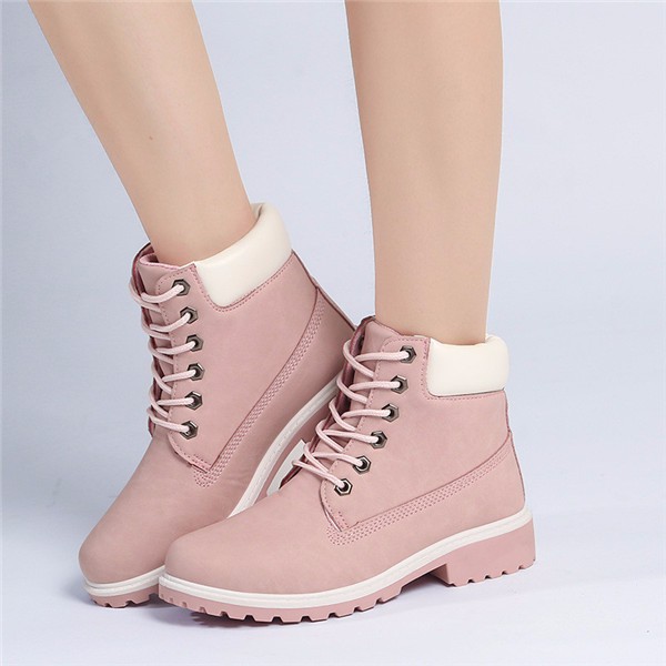 Details about Women\u0027s Winter Leather Snow Ankle Boots High Top Casual Hiking Work Flat Shoes