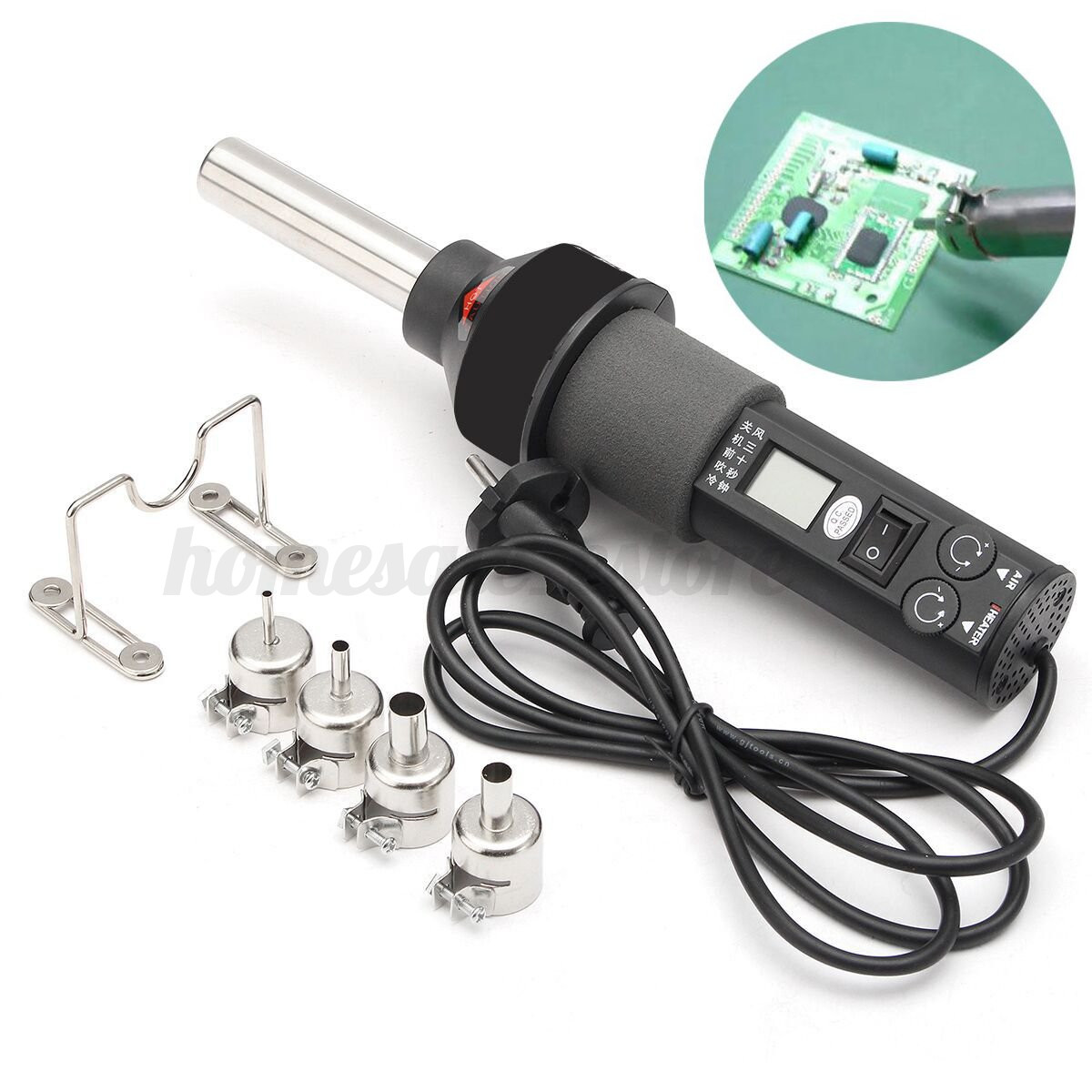 LCD Soldering Rework Station Hot Air Gun ICs SMD Desolder For BGA Nozzle UK new