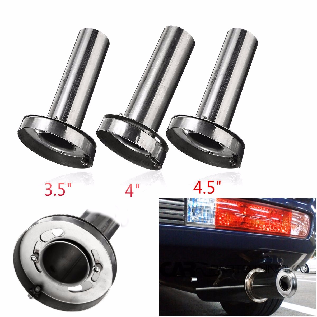 Round Insert 3.5/'/' 4/'/' 4.5/'/' Removable Tip Muffler Exhaust Silencer For Honda
