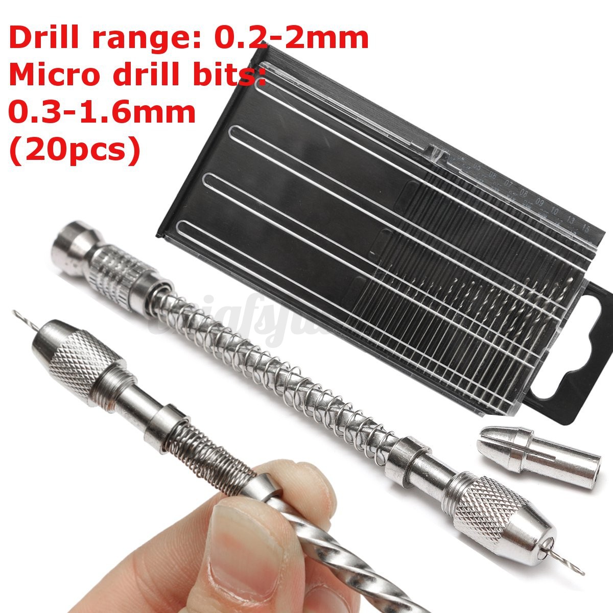21x Mini Micro Twist Drill 0.3-1.6mm HSS Bit Set Hand Spiral Pin Vise Jewelry OD