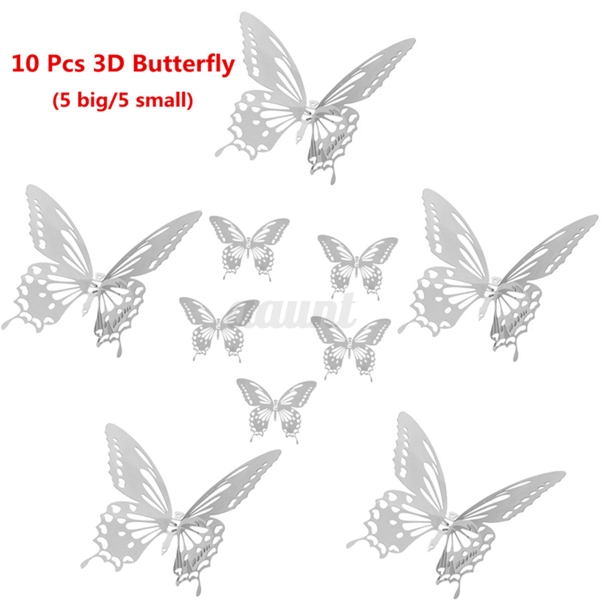 10pcs 3d stainless butterfly wall stickers silver mirror decals 10pcs 3d stainless butterfly wall stickers silver mirror decals