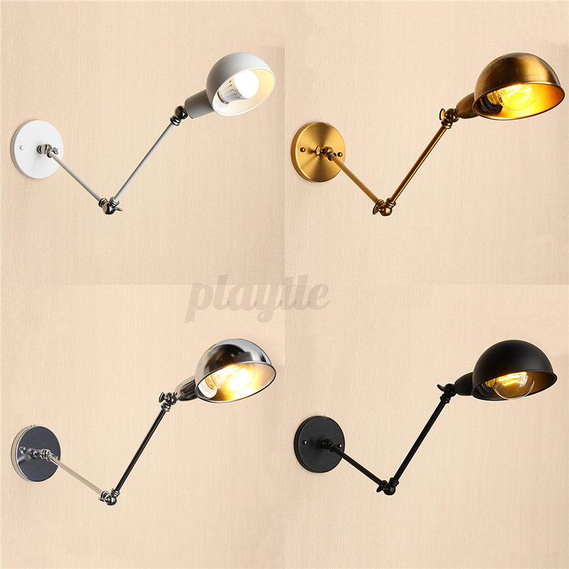 Vintage Industrial Adjustable Swing Arm Light Sconce Wall Lamp Light Fixture E27 eBay