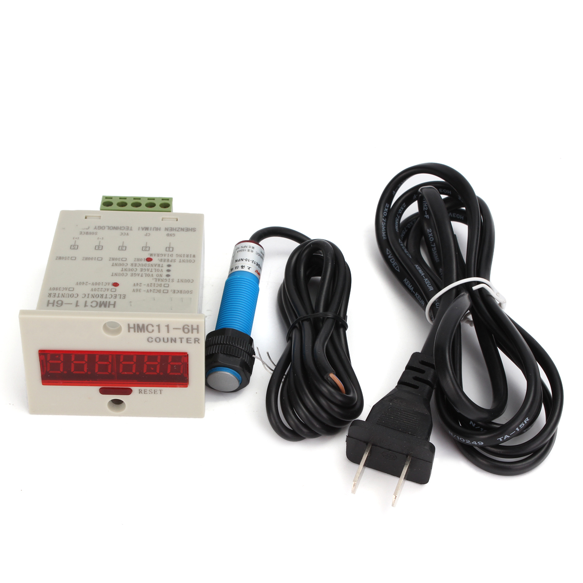 6-Digit 110VAC 999999 LED Display Digital UP Counter+NPN Proximity sensor