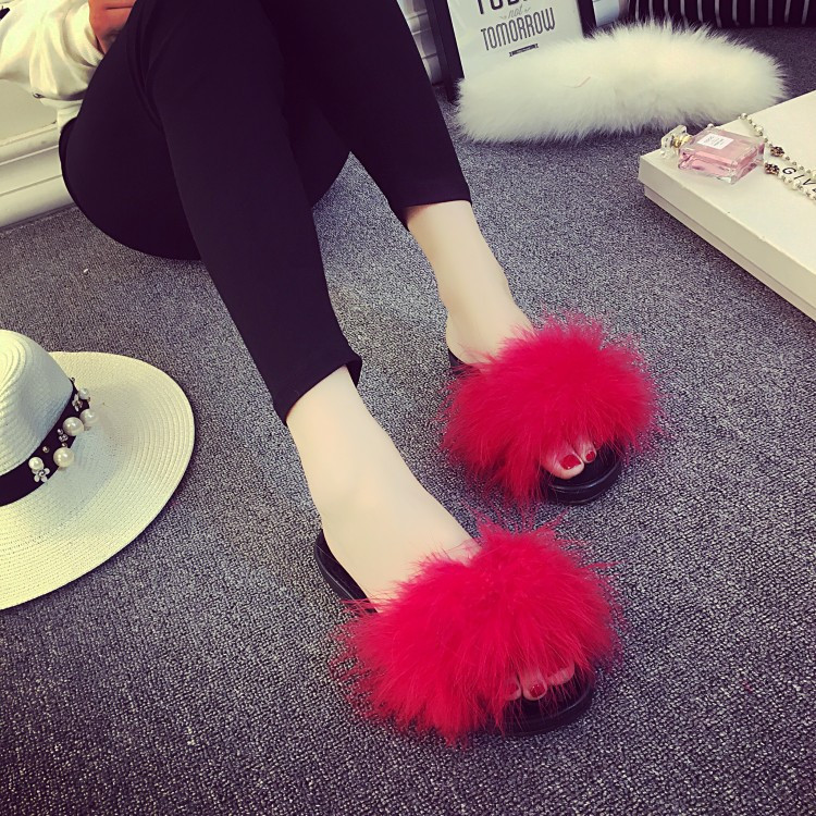 marabou feather mules