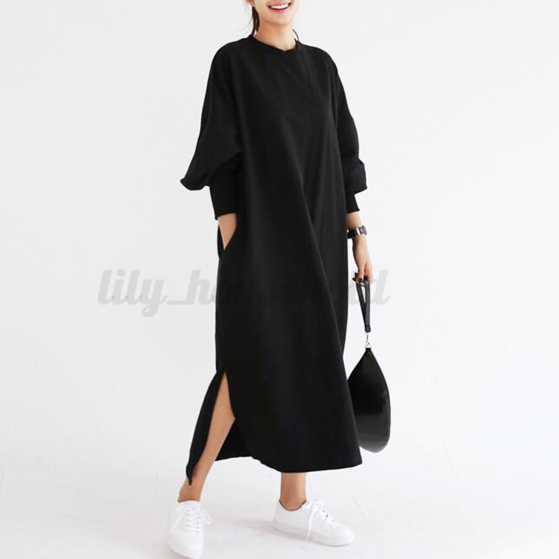 damen fledermaus striped sweatshirt dress lange maxikleid sweatkleid sweatshirt dress plus size