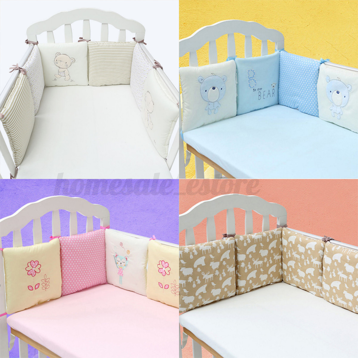 6Pcs Popular Crib Bumper Protective Baby Nursery Bedding Comfy Infant Cot Pad
