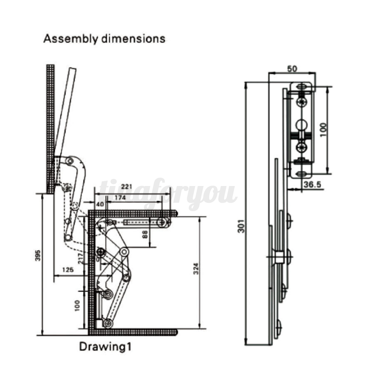 2 Cabinet Door Vertical Swing Lift Up Stay Pneumatic Arm Kitchen