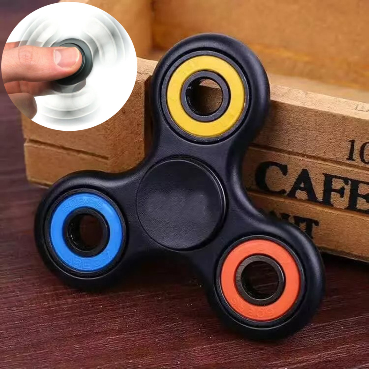 Colourful Gyro Hand Finger Fidget Spinner Toys Focus EDC For adults Gift black