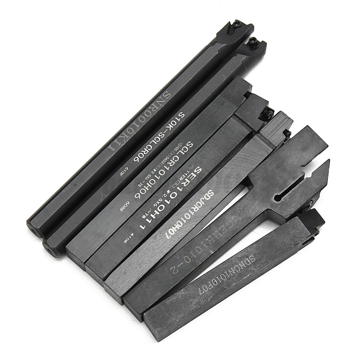 7Pcs 10mm Shank Lathe Turning Tool Holder Boring Bar With Carbide Inserts UK